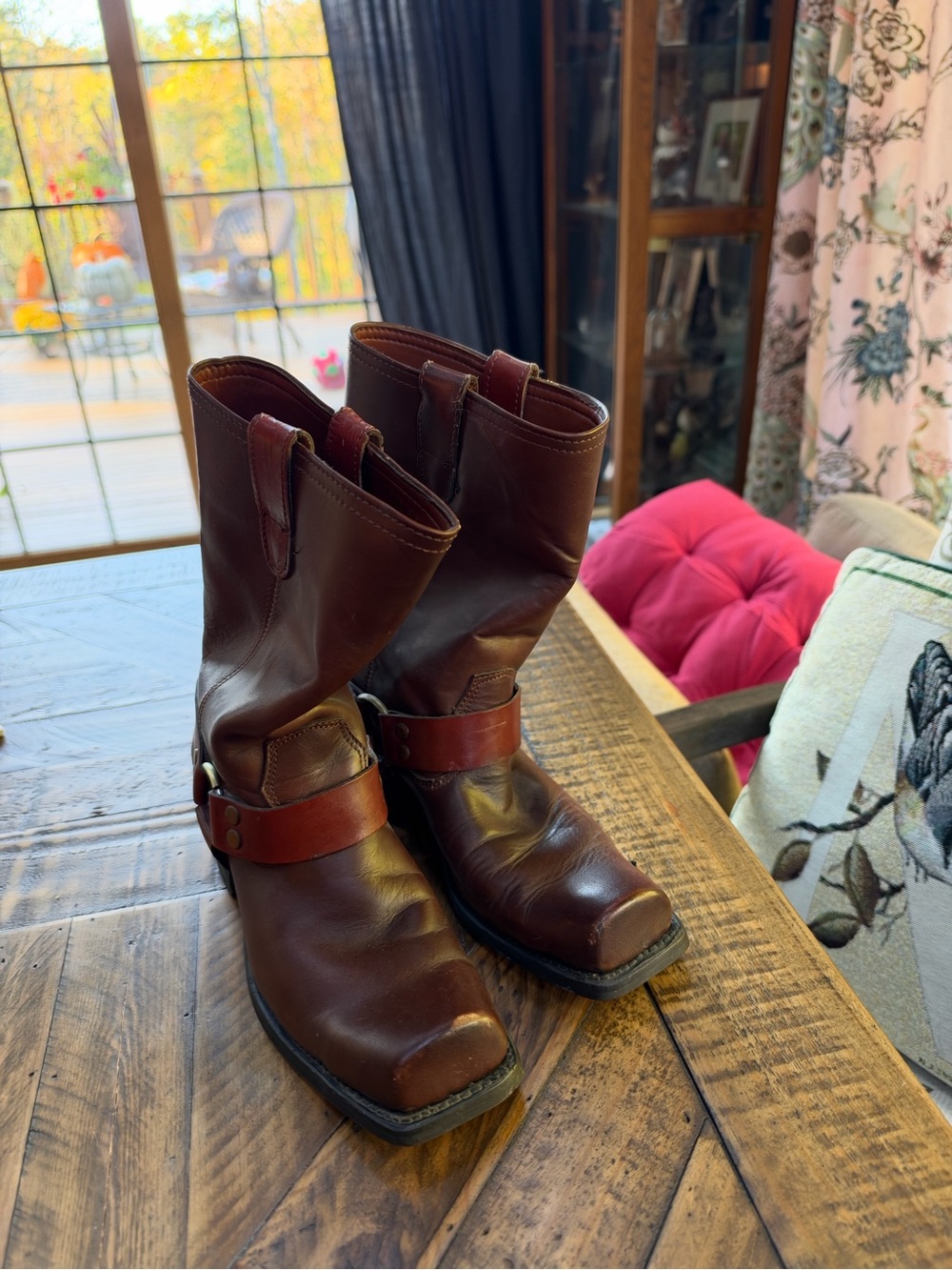 Women’s Brown Leather Harness Boots